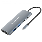 Imagem do produto HUB CONCEPTRONIC HUB USB-C 3XUSB3.0 3XUSB-C PD 1XHDMI 1XCARDREADER 1XRJ45